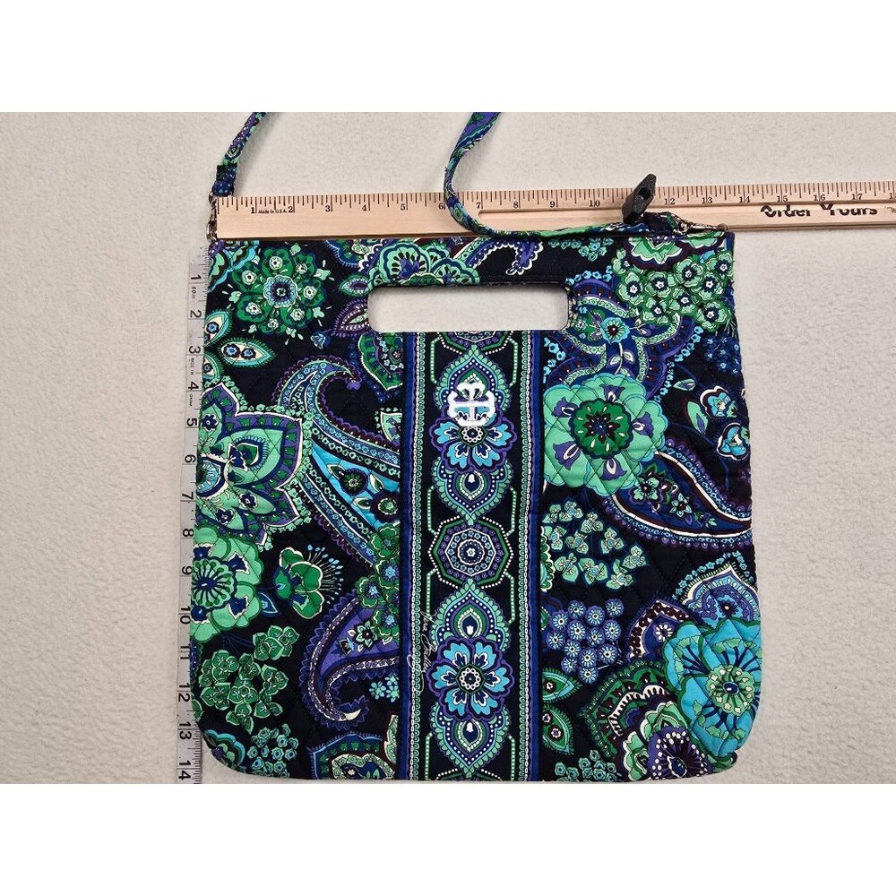 Vera Bradley Cotton Floral Crossbody Bag With Cutout Handle Blue Green - Picture 5 of 5